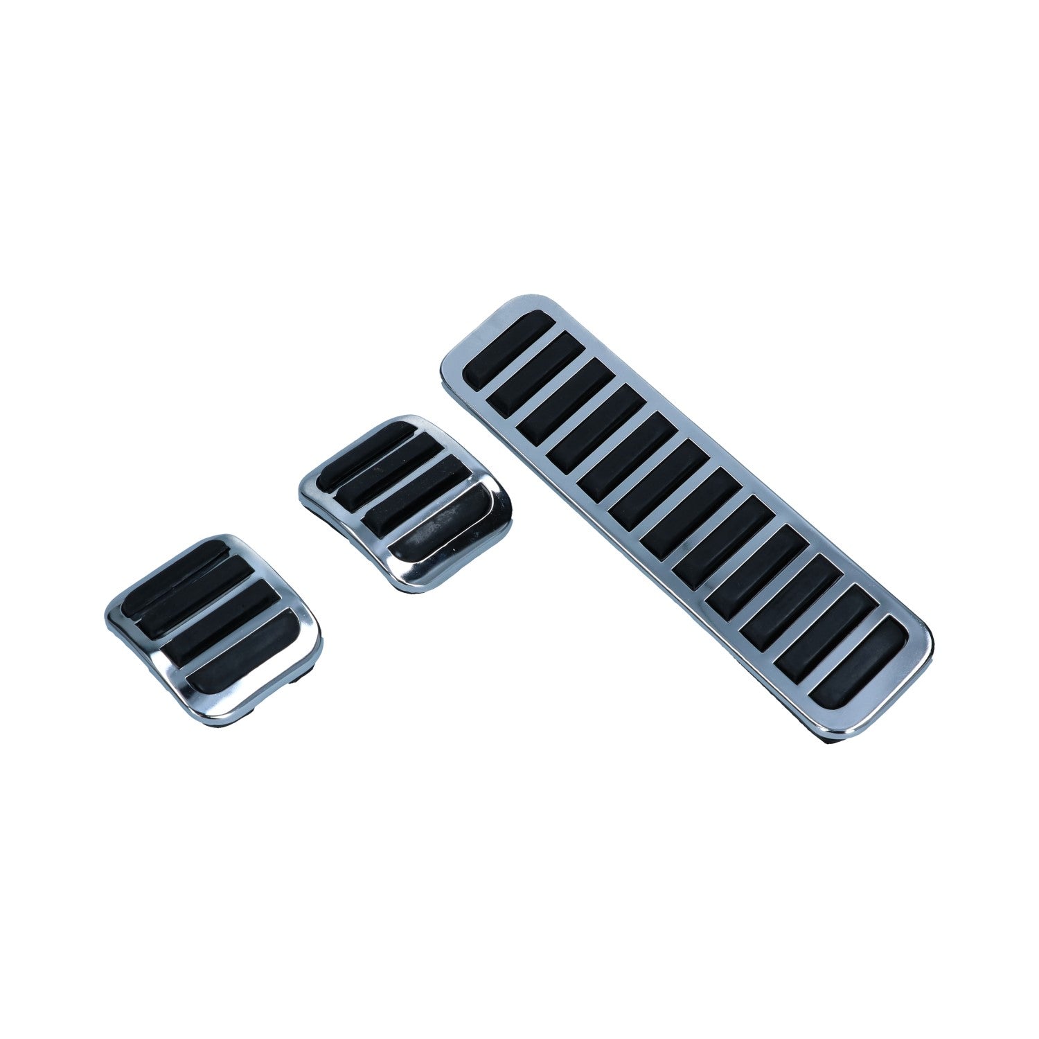 Pedal cover set of 3 (clutch, brake and gas), chrome/black rubber