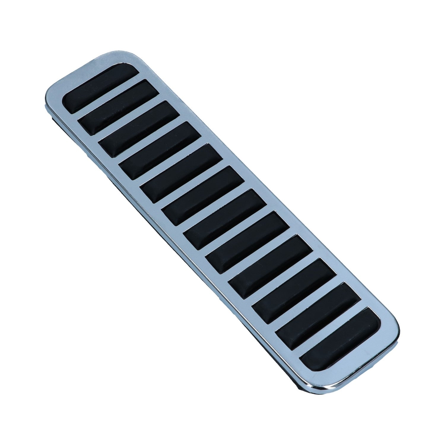 Gas pedal cover, chrome/black rubber, each