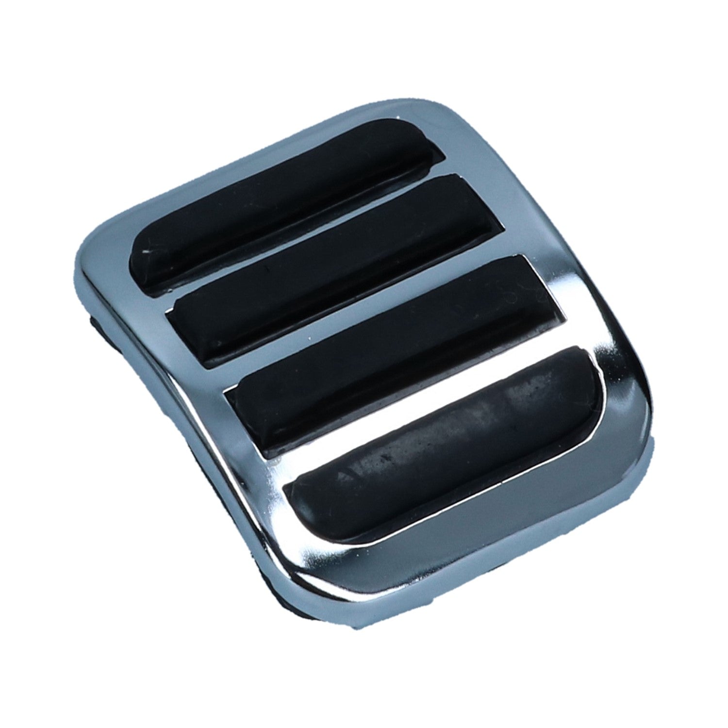 Brake or clutch pedal cover, chrome/black rubber, each