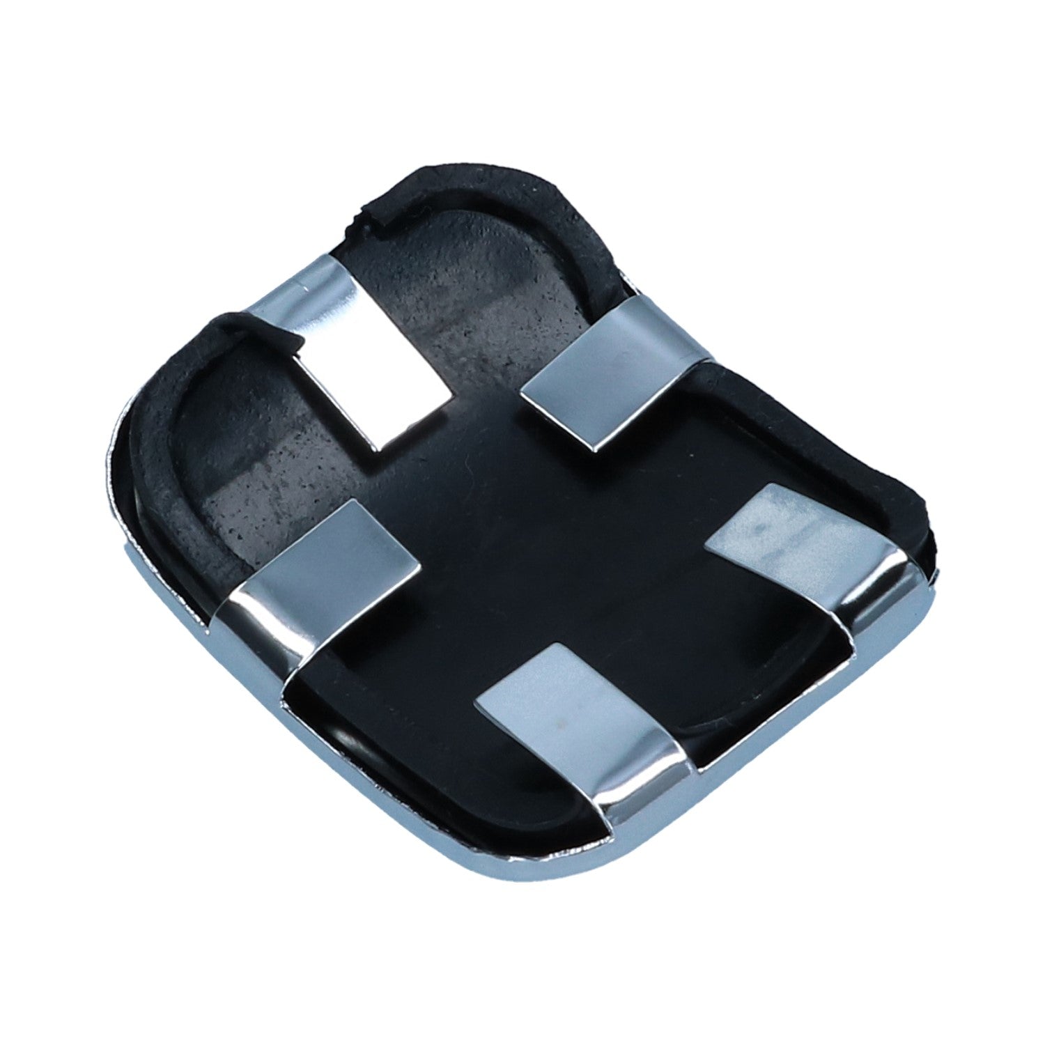 Brake or clutch pedal cover, chrome/black rubber, each