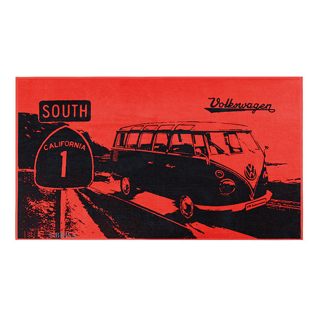 Toalla de playa T1 'Sur de California' autobús rojo