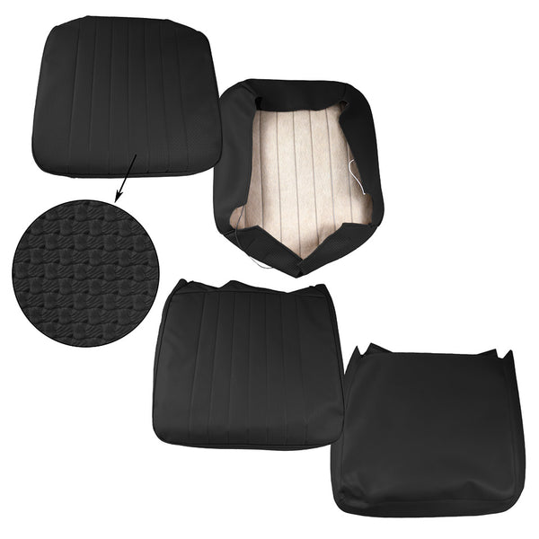 Juego de fundas para asientos delanteros, negro, tejido tipo cesta (costuras verticales)