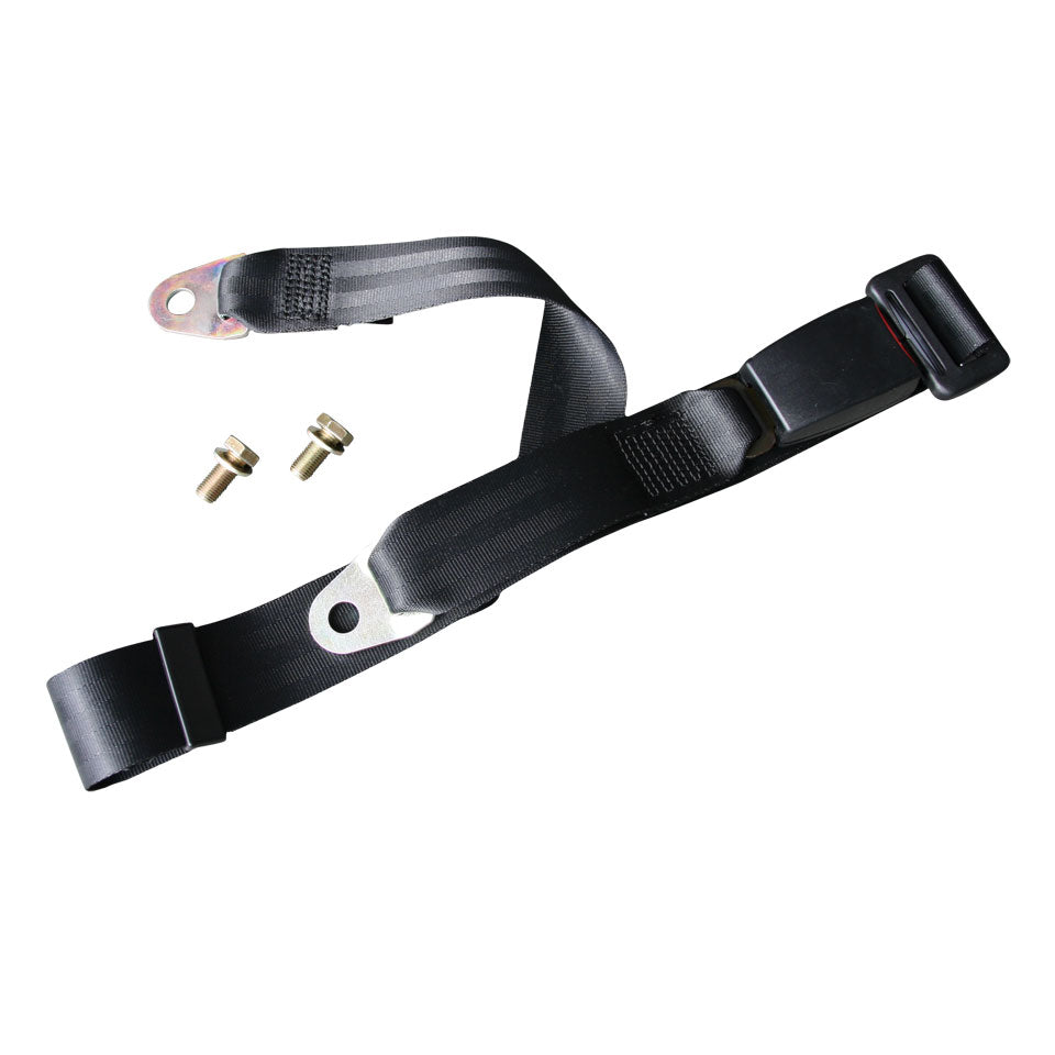 Cinturón de seguridad de 2 puntos negro (universal) negro, con certificación electrónica